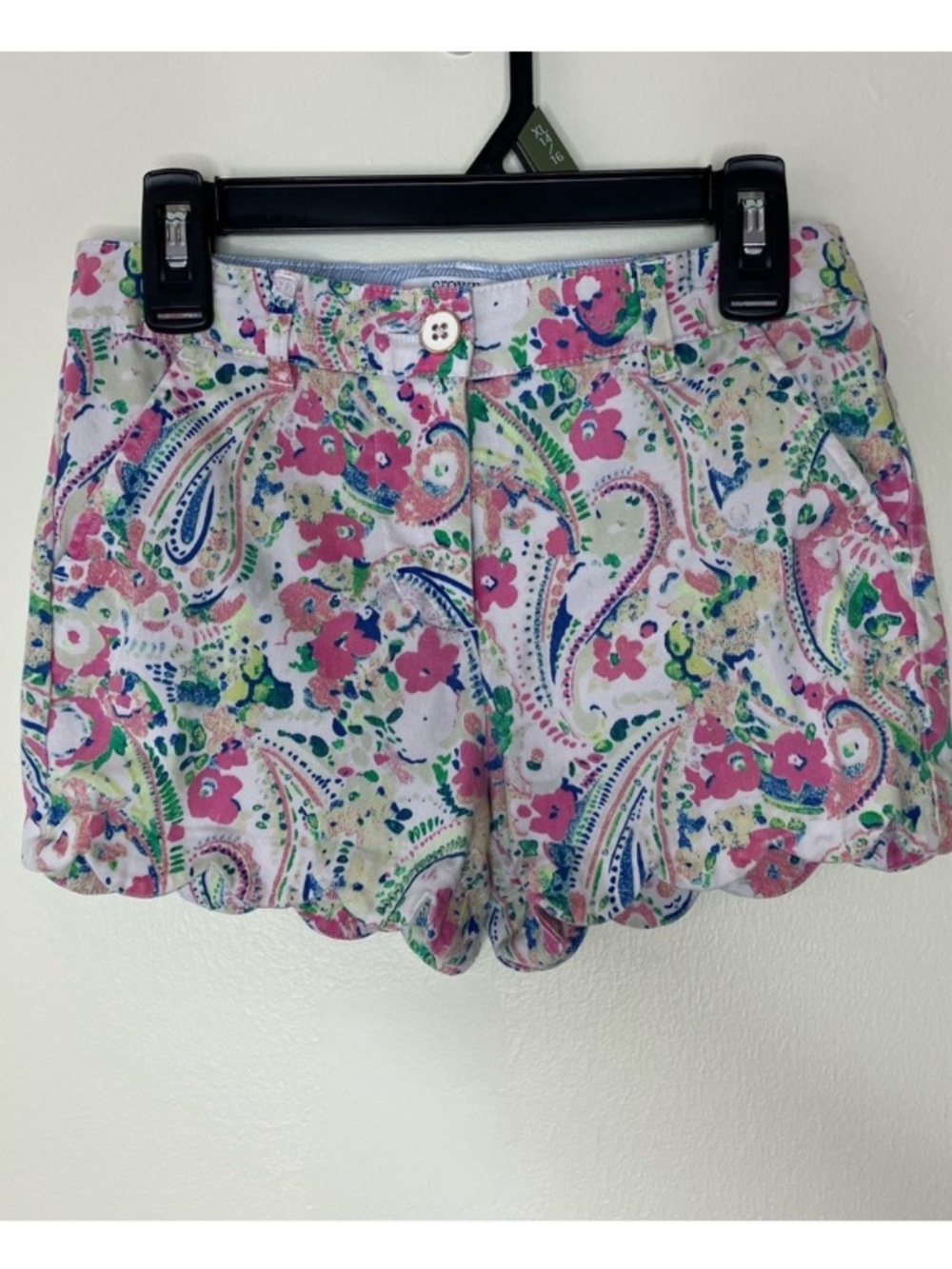 Crown & Ivy girls floral paisley print scalloped shorts 10